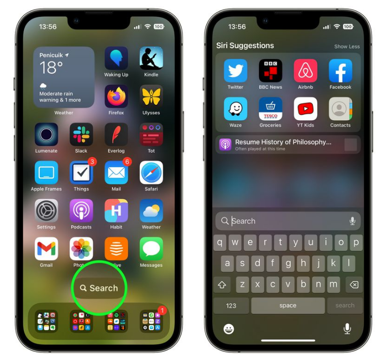 乌海苹果手机维修分享升级到 iOS 16 后，如何删除主屏幕上的搜索按钮 